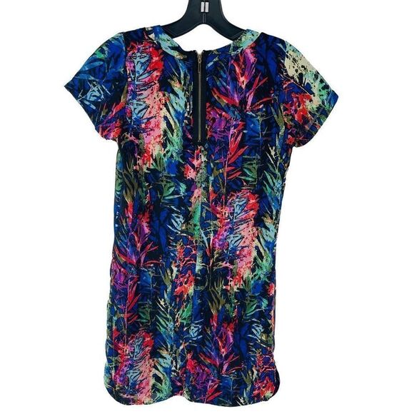 Japna Women's Shift Dress Forest Jungle palms Pattern Blouson Mini Multicolor Si - Picture 5 of 11